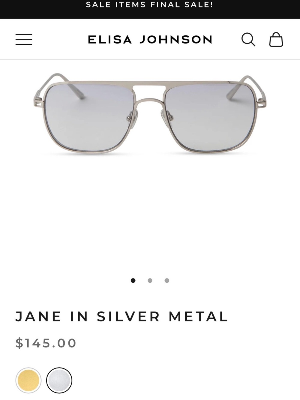 Jane Silver Metal glasses - SOLD OUT online, lite purple tinted lens (like new)